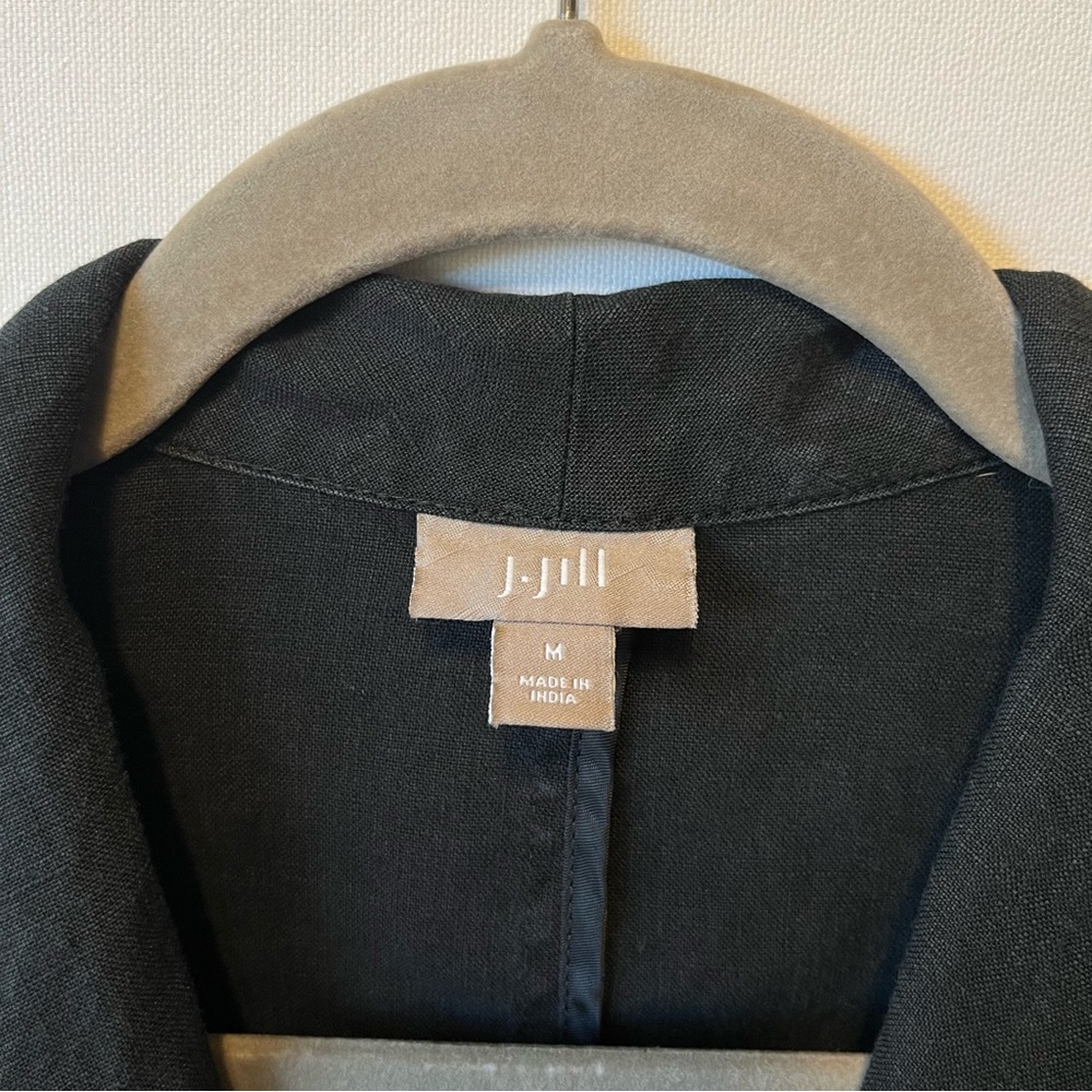J Jill Linen blazer jacket M Single button Black Pockets Breathable Lightweight - Picture 3 of 8